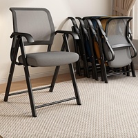 Chaises de réunion pliantes avec accoudoirs en maille, respirantes, compactes, gain de place, pour longues sessions assises, études, repas, événements