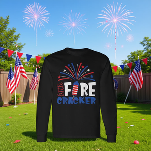 T-shirt à manches longues pour enfants Little Firecracker Patriotic, tenue du 4 juillet - Product Image 3