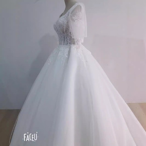 Forest Themed Light Wedding Dress Princess Waistline Square Collar Ball Gown Embroidered Lace Net Vintage <b>Floor</b> Length Long - Product Image 4