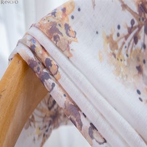 Rideau en voile transparent personnalisé avec impression florale, rideaux transparents imprimés pour le salon - Product Image 3