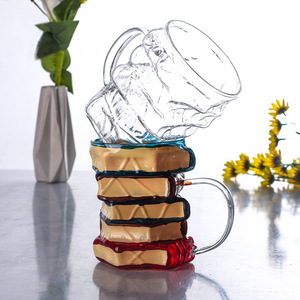 Mug en verre empilable 3D, peint à la main, avec poignée, pour la maison ou en cadeau - Product Image 1