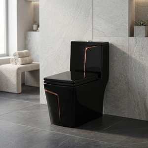 WC monobloc en céramique bleue Vistaar avec siphon en P, chasse d'eau par le sol, toilettes à poser au sol, vente en gros - Product Image 1