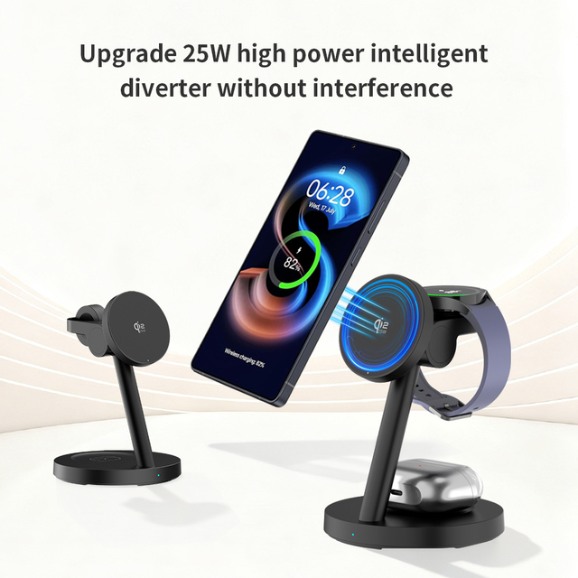3 in 1 Magnetic Wireless Charger 25W Fast Charging Station for iPhone Apple Watch Airpods