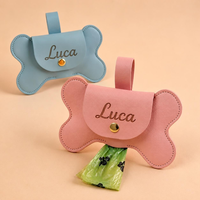 Porte-sac à déjections canines personnalisé en cuir PU, pochette pour laisse de chien avec nom personnalisé, fermeture à pression, cadeau pour maman de chien, commande en gros