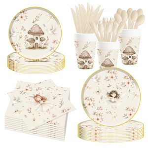 DAMAI - Decoraciones Personalizadas para Mesa de Fiesta, Platos, Vasos y Servilletas Desechables de Papel con Diseño de Hadas y Hongos - Product Image 2