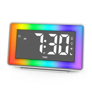 new luminous LED colorful night light alarm clock digital table clock sleep trainer desktop smart wake up desk & table clocks