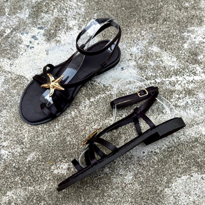 รองเท้าแตะรัดส้นแบบเปิดนิ้วเท้าประดับปลาดาวสำหรับผู้หญิง สวมใส่สบายในช่วงฤดูร้อน พร้อมสายรัดข้อเท้าแบบปรับได้และสายรัดนิ้วเท้า - Product Image 6