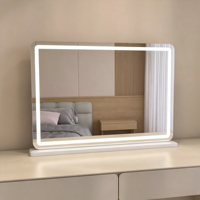 Grand miroir de maquillage LED rechargeable, miroir de vanité à 3 couleurs réglables par toucher, miroir cosmétique pour dortoir, appartement, bureau