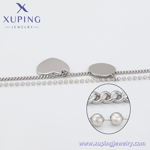 A00607089 Xu Ping gioielli a forma di cuore in acciaio inossidabile materiale neutro moda versatile collana neutra a doppia catena - Product Image 3