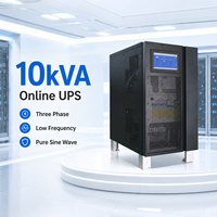 Onduleur triphasé en ligne 10 kVA à onde sinusoïdale pure, batterie au plomb-acide, alimentation de secours pour serveur hospitalier et charge critique, modèle Powermerry 33-10