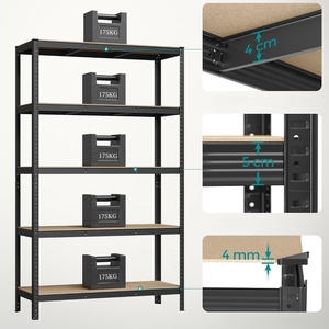 Ajustável 5 Camada Heavy Duty Armazém Prateleiras Garagem Industrial Boltless <span class=keywords><strong>Metal</strong></span> Rack Prateleiras Medium Duty Storage Rack Unidades - Product Image 6