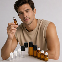 Flacons roll-on en verre ambré vides et rechargeables de 1 ml, 2 ml, 3 ml, 5 ml pour huiles essentielles, avec bille en métal ou en verre