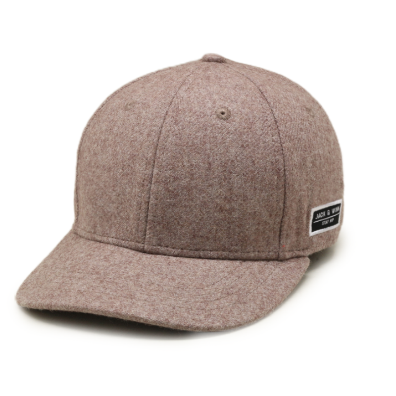 Custom Logo Side Woven Label Panel Hat Mens Wool Cap