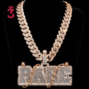 Hip Hop Jewelry <strong>Mens</strong> Iced Out Custom Letter <strong>Pendant</strong> 925 Sterling <strong>Silver</strong> VVS Moissanite Diamond Number Name Necklace <strong>Pendant</strong> - Product Image 3
