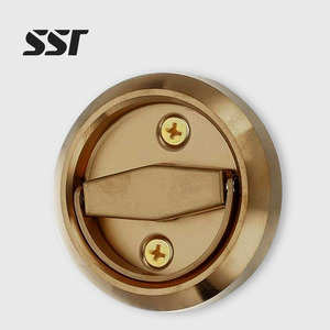 Pocket <b>Door</b> Lock Satin Nickel Contemporary Privacy Bathroom <b>Round</b> Pocket <b>Door</b> Hardware Sliding <b>Door</b> Lock - Product Image 1