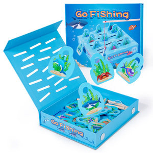 Juego de pesca en el mar y el océano de madera para niños, juguete educativo personalizado para padres e hijos, con CPC - Product Image 1
