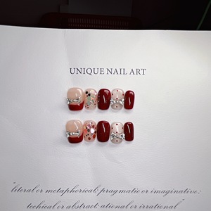 [301] Faux ongles faits main Downton Abbey, rouge bordeaux, style <span class=keywords><strong>French</strong></span> Press, <span class=keywords><strong>pour</strong></span> l'automne et l'hiver, luxe léger, parfumé, motif vague et points, <span class=keywords><strong>pour</strong></span> <span class=keywords><strong>mariage</strong></span> - Product Image 2