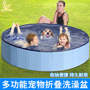 Piscine pliable en PVC pour animaux de compagnie 160x30cm pour chiens, bain rafraîchissant en extérieur - Product Image 5