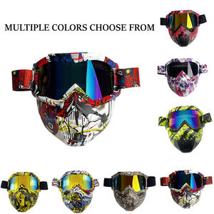 Kacamata sepeda motor masker kacamata motorcross, kacamata Filter mulut masker bola cat wajah penuh dapat dilepas - Product Image 2