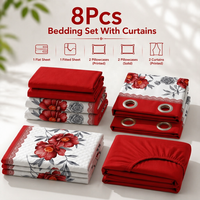 Vente en gros usine – Ensemble de draps 8 pièces sur mesure, rafraîchissant, tailles Queen et King, avec rideaux, pour hôtel, chambre de mariage, toutes saisons