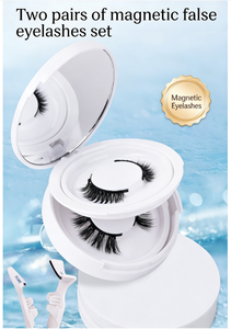 <span class=keywords><strong>Faux</strong></span> <span class=keywords><strong>cils</strong></span> magnétiques 3D synthétiques doux semi-faits à la main, réutilisables, format voyage, 2 paires avec pinces - Product Image 6