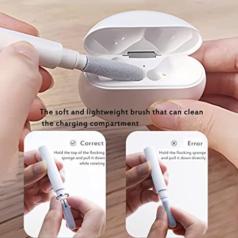 Earphones Cleaning Kit  3-in-1 Multi-functional Cleaning Pen for Earbuds, Headsets, AirPods  Soft Brush, Metal Tip, Fiber Clea