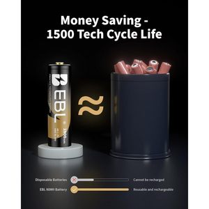 Para Pilas Recargables EBL Gold Pro AA, Paquete de 8, 1.2V 2800mAh, Alta Capacidad, NIMH, Precargadas, Actualizadas a 600mAh - Product Image 5