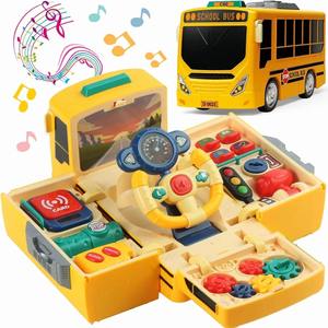 Jouet d'autobus scolaire éducatif avec volant Autobus scolaire Boîte à jouets pour enfants Simulation <span class=keywords><strong>de</strong></span> jeu <span class=keywords><strong>de</strong></span> simulation Autobus <span class=keywords><strong>de</strong></span> <span class=keywords><strong>conduite</strong></span> avec son et lumière - Product Image 2