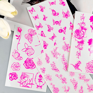 Tie Shangmei-Tatuajes temporales que brillan en la oscuridad, diseño de mariposa rosa, impermeables, para fiestas, festivales de música - Product Image 4