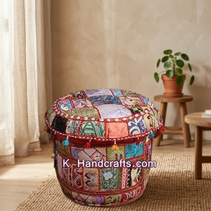 Meilleurs poufs bohèmes décoratifs de haute qualité prix de gros Collection Designer indien de luxe - Product Image 3