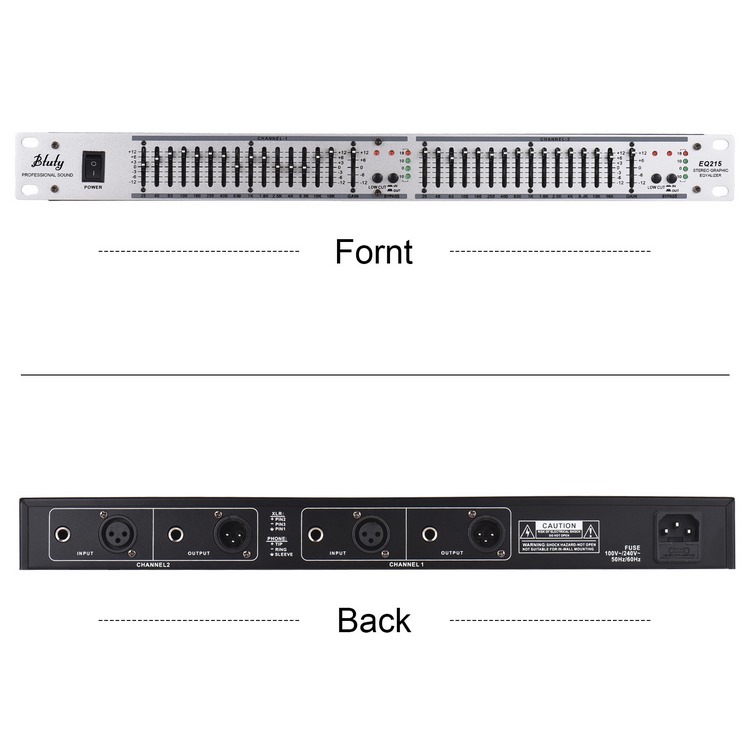 Btuty EQ-215デュアルチャンネル15バンドイコライザー1Uラックマウント 