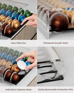 Tiroir de rangement pour dosettes <span class=keywords><strong>Nespresso</strong></span> <span class=keywords><strong>Vertuo</strong></span>, support pour comptoir, organisateur de capsules de café en acrylique - Product Image 6