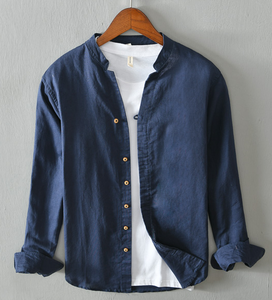 Nouvelles Chemises Homme TONGYANG en Lin d'Automne 100% Lin Blanc à Manches Longues Respirantes de Haute Qualité - Product Image 3