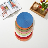 Set de table rond en PP tissé de 38 cm, antidérapant et lavable, adapté aux tables à manger à la maison et pour les mariages