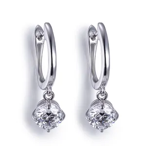 梅西珠宝1ctX2圆形切割CVD HPHT实验室生长钻石古典14k玫瑰金女性耳环
