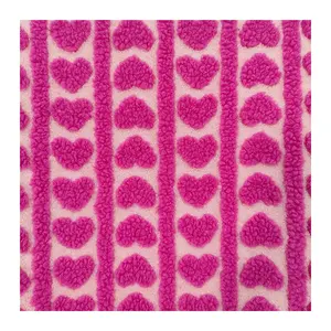 Manufacture Pastel Animal Printed Sherpa Fur Fabric Custom Heart 3d Jacquard Sherpa Fleece Fabric for Home Textiles