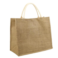 Sacs fourre-tout portables en jute teint, acceptant la personnalisation, sacs à main rétro en jute pour les voyages en extérieur