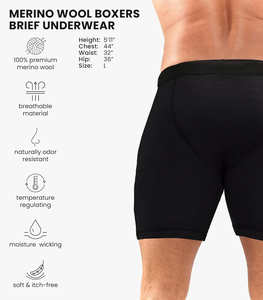 Boxers pour hommes CELINNE en mélange de laine mérinos et de polyester, séchage rapide, respirabilité améliorée, sous-vêtements pour hommes - Product Image 6
