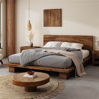 Lit double en bois massif de style Wabi-sabi, lit au sol de style Tatami personnalisable pour maisons d'hôtes et hôtels Chine