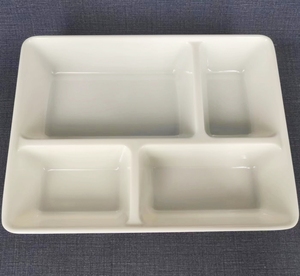 Thiết kế hiện đại tùy chỉnh màu sắc melamine bốn lưới trắng Bento Box với nắp bắt chước gốm chấp nhận decal cho bữa ăn tối hoặc salad - Product Image 1