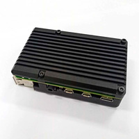 Última versión de la carcasa de aluminio Raspberry Pi 4 con ventilador de refrigeración dual, carcasa metálica negra para RPI 4 Modelo B