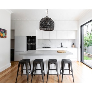 Ensemble de meubles de <span class=keywords><strong>cuisine</strong></span> avec four à micro-ondes encastré laqué blanc brillant avec comptoir de bar à petit-déjeuner - Product Image 4