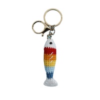 Pendentif exquis en forme de poisson, tissé à la main, porte-clés en laine crochetée Zhi Nu en forme de petit poisson