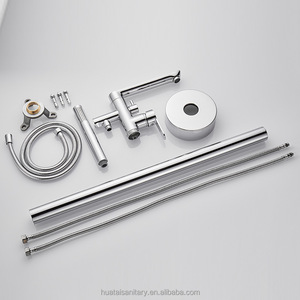 360 °   Grifo de Bañera Giratorio de Latón con <span class=keywords><strong>Ducha</strong></span> para Bañera Independiente, Montaje en Suelo, Grifo Mezclador Monomando para Bañera, Cromado - Product Image 3