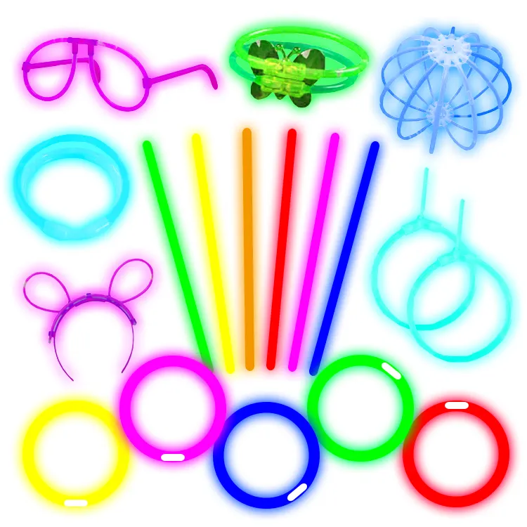 Impermeabile fabbrica del commercio all'ingrosso della miscela di colore al neon del braccialetto della collana occhiali luce di massa bastone 8 pollici glow stick party pack per i bambini