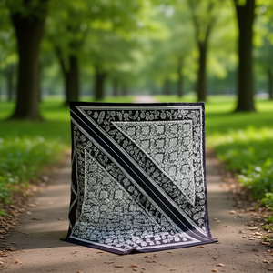 Sciarpa triangolare geometrica alla moda 60x135 cm in poliestere e cotone per uomo e donna, accessorio per esterni - Product Image 3