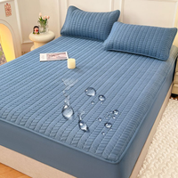 Protège-matelas de luxe imperméable en polyester tricoté à motif géométrique et couleur unie pour usage hospitalier