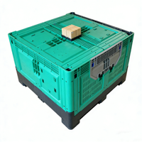 Conteneur de palette en plastique ventilé pliable robuste CIMC 600 litres avec roues et couvercle pour caisses de fruits et légumes, écologique