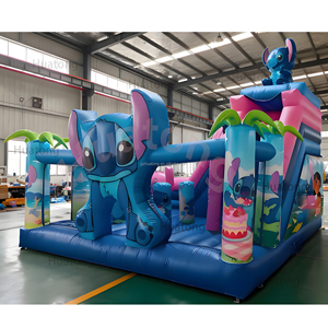 Huatong PVC Phim Hoạt Hình Thương Mại In Màu Xanh Inflatable Lâu Đài Bouncy Nhảy Lâu Đài Với Trượt Nhà Bị Trả Lại Cho Trẻ Em Bên - Product Image 4