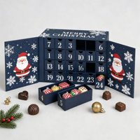 Calendario de Adviento Navideño de Doble Puerta al por Mayor - 24 Cajones Magnéticos, Embalaje de Cartón Rígido, Materiales Reciclados Personalizados, Grabado en Relieve